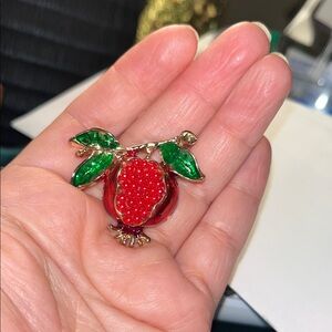 Elegant Red and Green Brooch